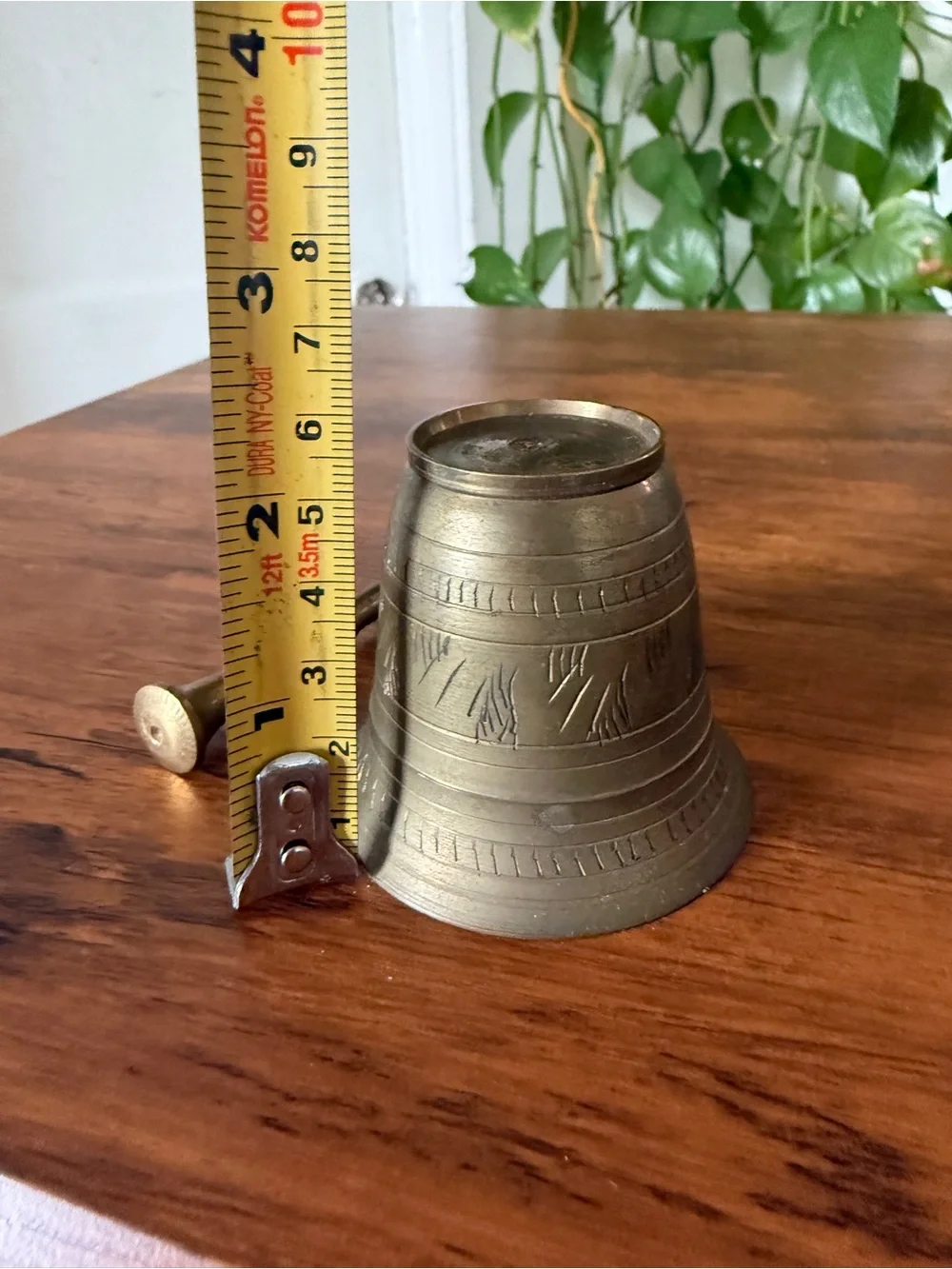 Brass Table Bell with Striker - Antique-Style Brown Finish